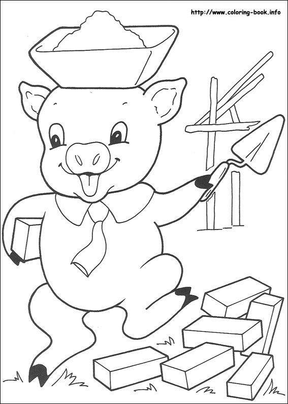 The three little pigs coloring picture